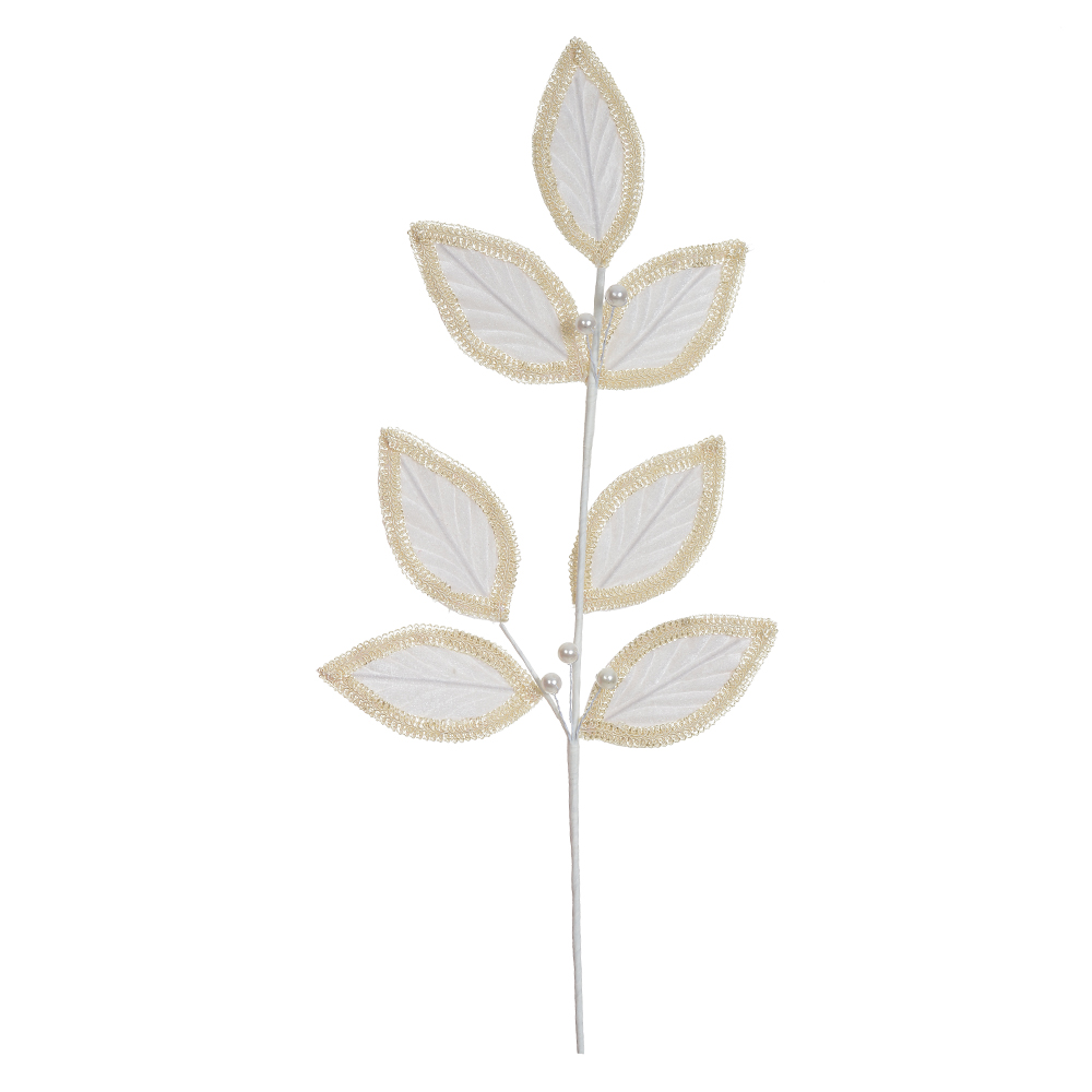 H.FOLHA NATAL AVELUDADO (OFF WHITE) 62cm