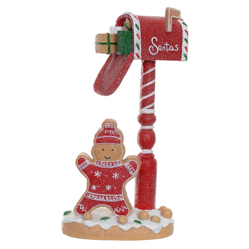 RESINA NATAL CORREIO GINGERBREAD (VERMELHO BEGE) 26X13,5cm