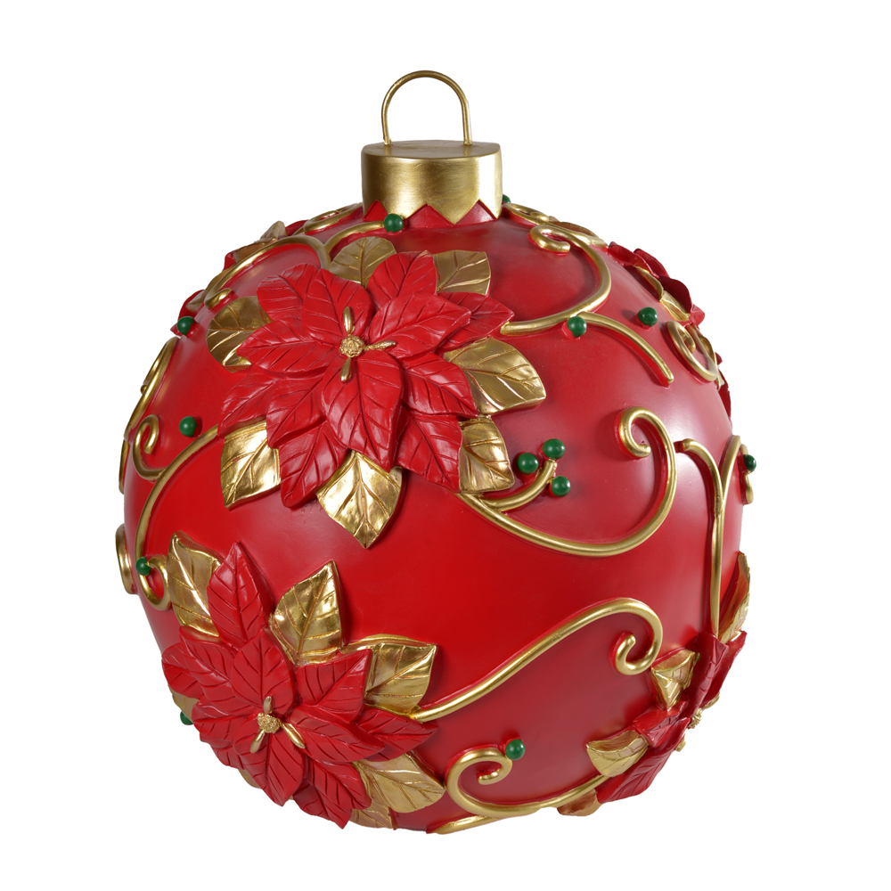 RESINA NATAL BOLA DECORATIVA (VERMELHO DOURADO) 43X39cm