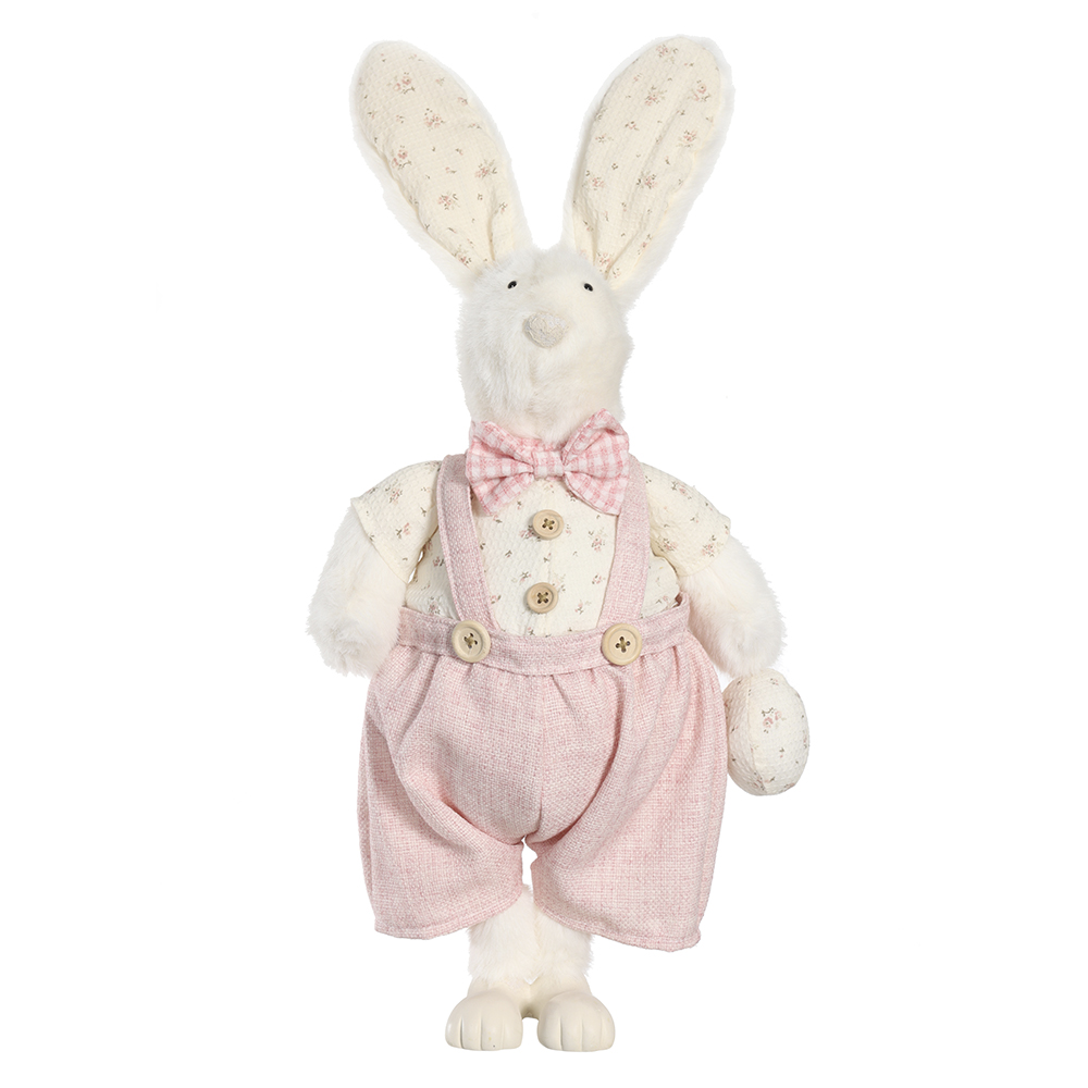 BONECO DECORATIVA COELHA (ROSA) 46X25X17cm