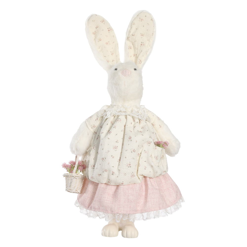 BONECA DECORATIVA COELHA RUSTICA (ROSA) 46X25X17cm