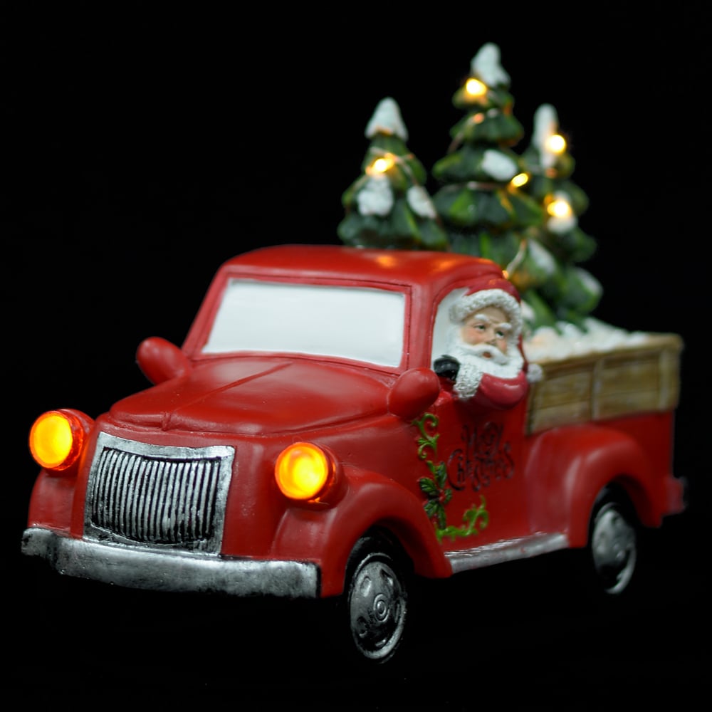 RESINA NATAL CARRO C/LED (VERMELHO) 18X26X12cm
