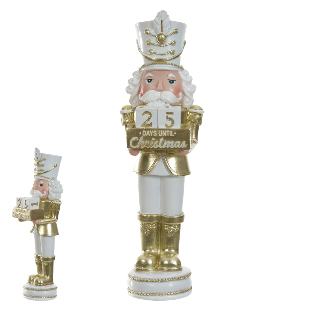 RESINA NATAL QUEBRA NOZES (DOURADO BRANCO) 25X10cm