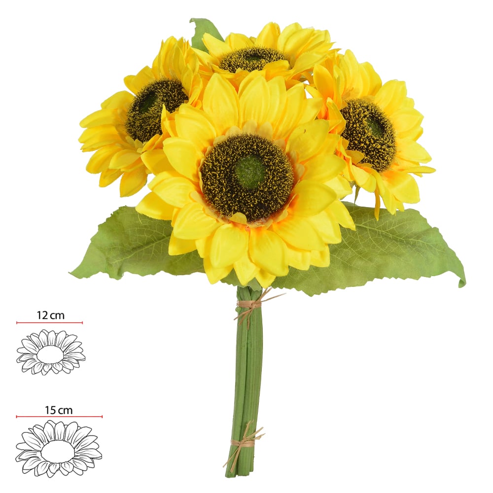 B.GIRASSOL RAMALHETE C/FITA X4 (AMARELO) 35cm