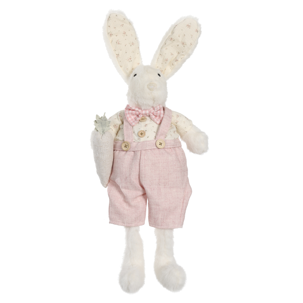 BONECO DECORATIVO COELHO RUSTICO (ROSA) 56X25cm