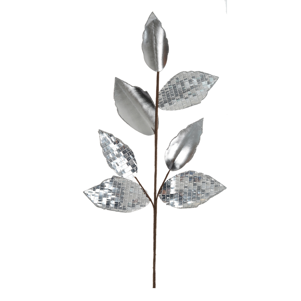 H.FOLHA NATAL ESPELHADO. (PRATA) 61cm
