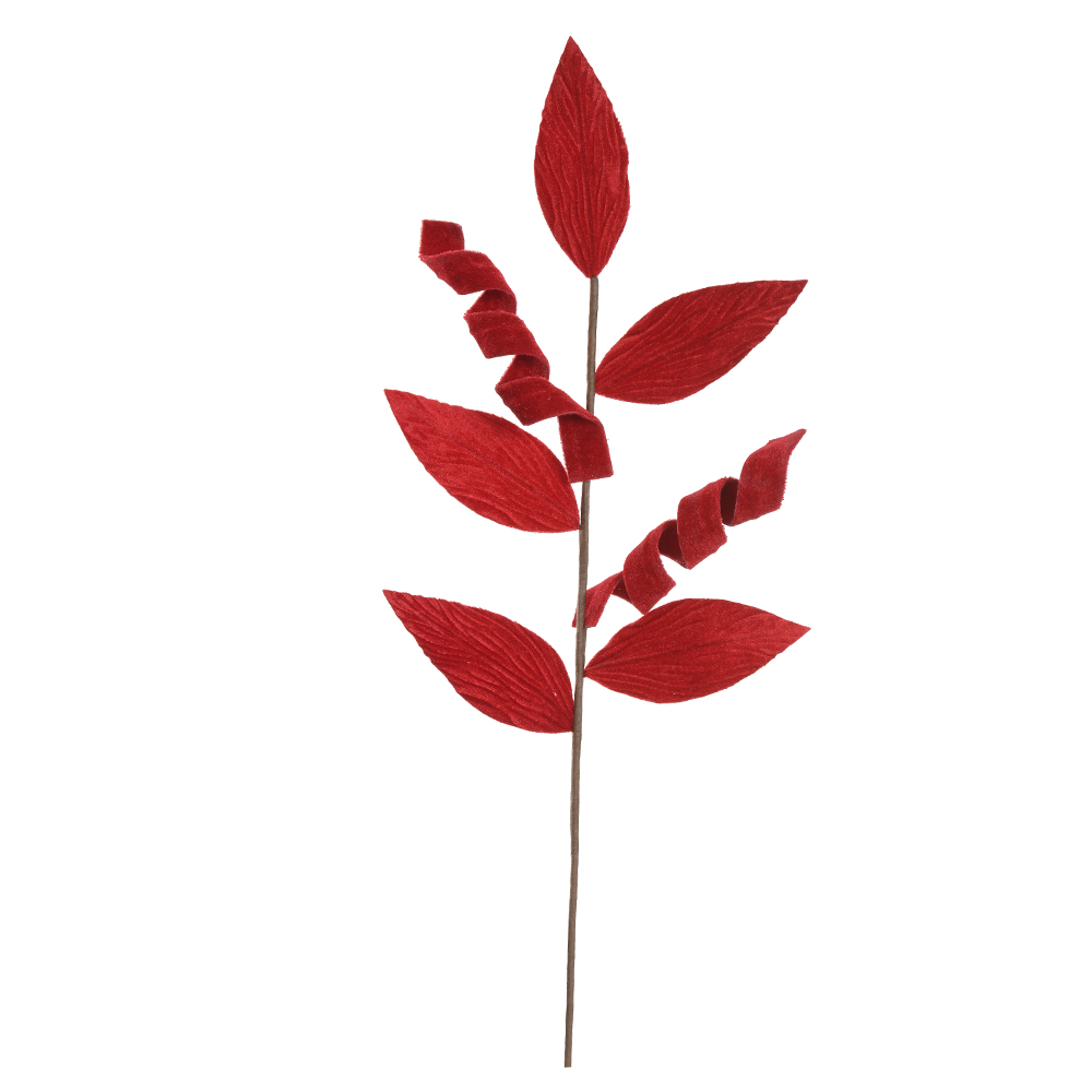 H.FOLHA NATAL AVELUDADO (VERMELHO) 66cm