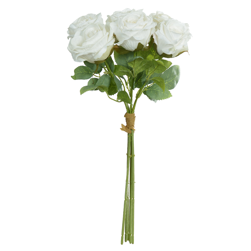B.ROSA RAMALHETE C/FITA X6 (BRANCO) 36cm