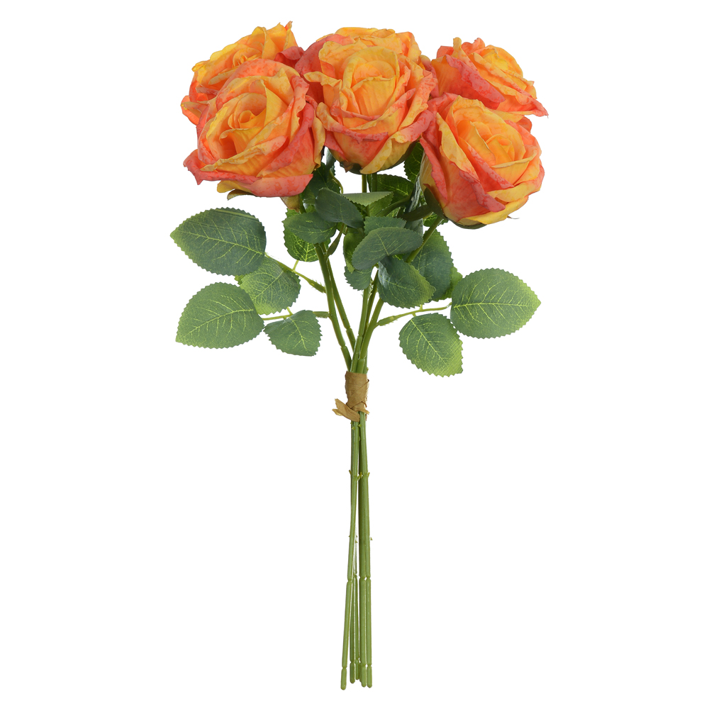 B.ROSA RAMALHETE C/FITA X6 (LARANJA) 36cm