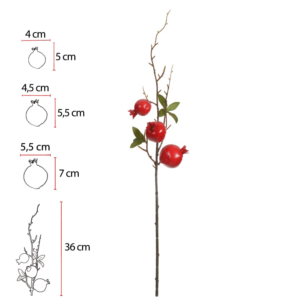 C.GALHO FRUTA X3 (VERMELHO 2T) 67cm