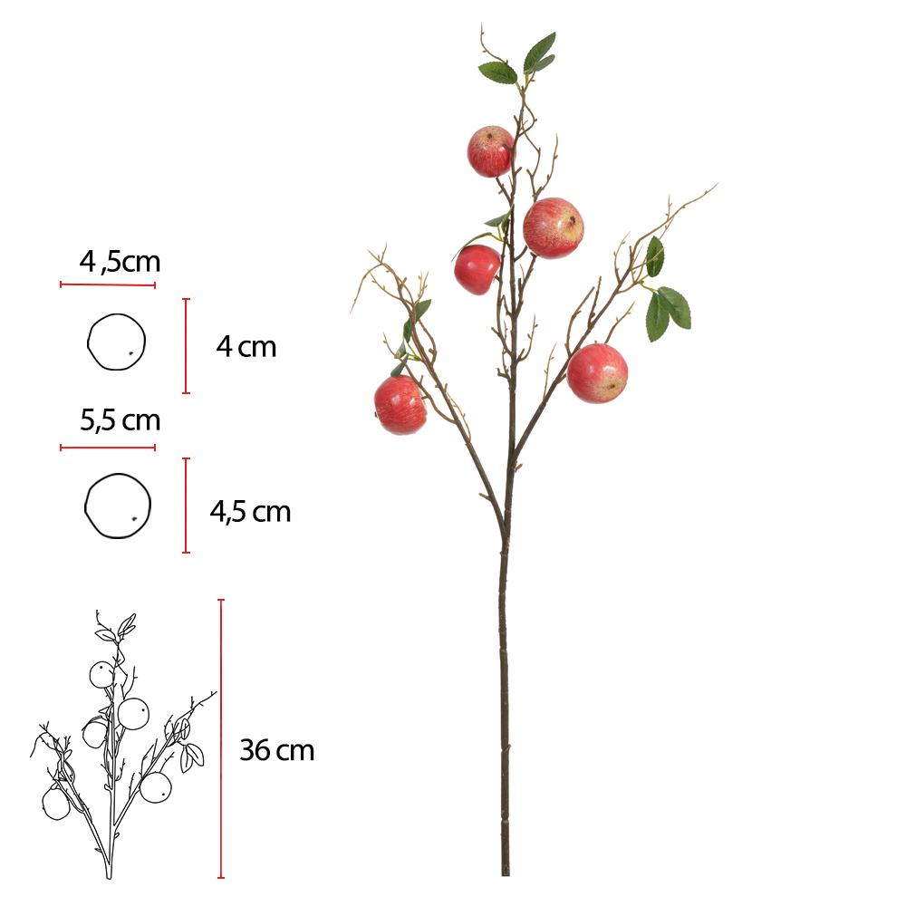 C.GALHO FRUTA X5 (VERMELHO) 80cm