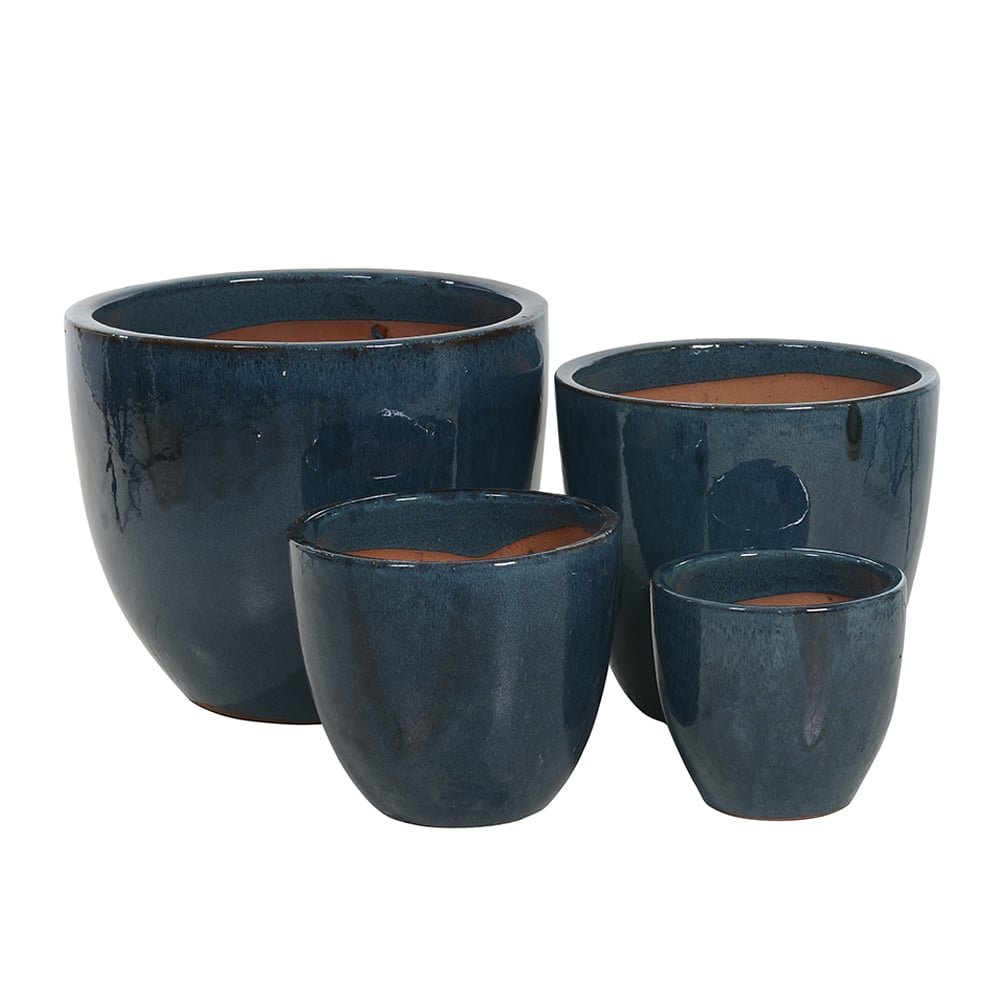 VASO CERAMICA C/4 UNI (AZUL) 40cm