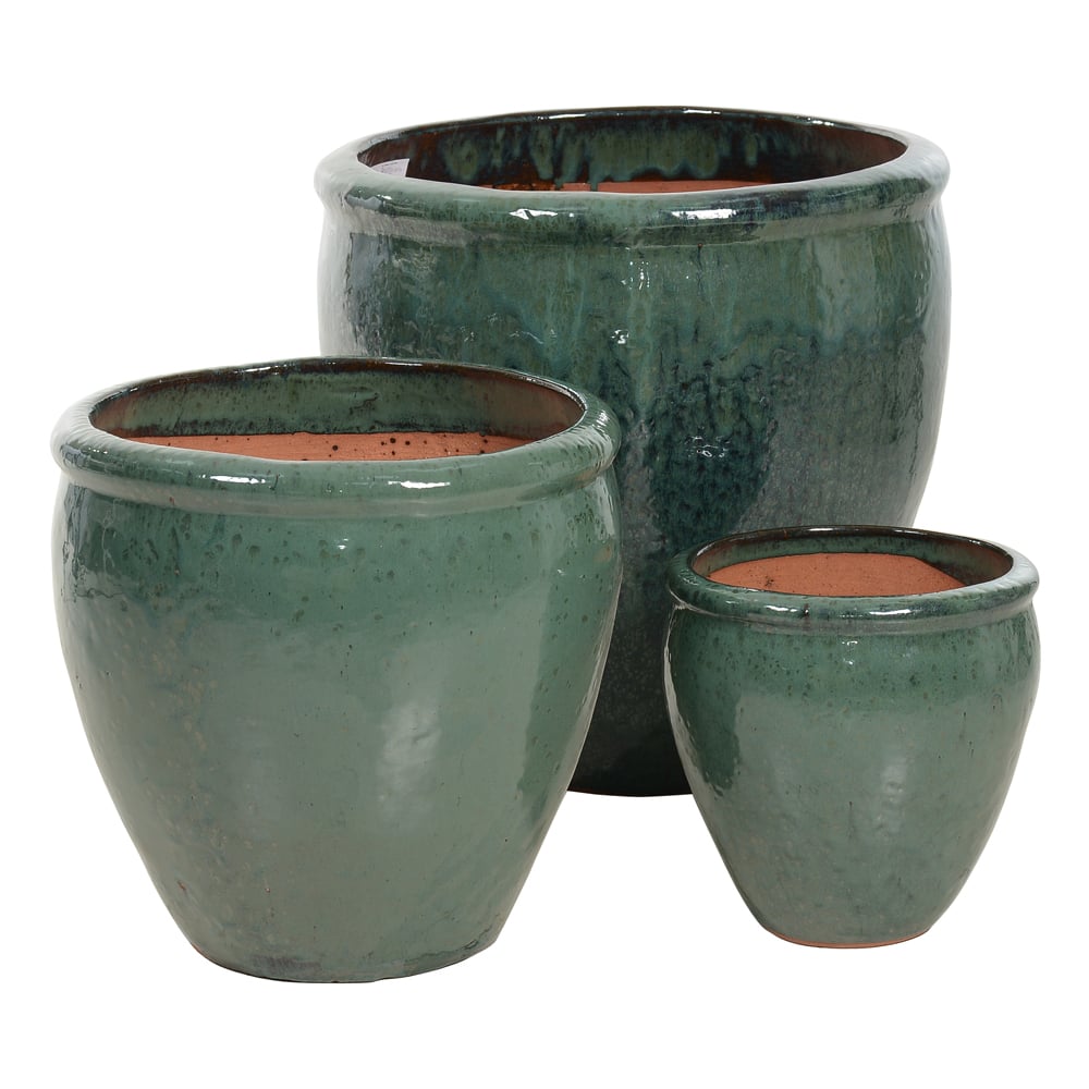 VASO CERAMICA C/3 UNI (VERDE) 47cm