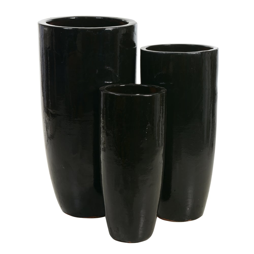 VASO CERAMICA C/3 UNI (PRETO) 80cm