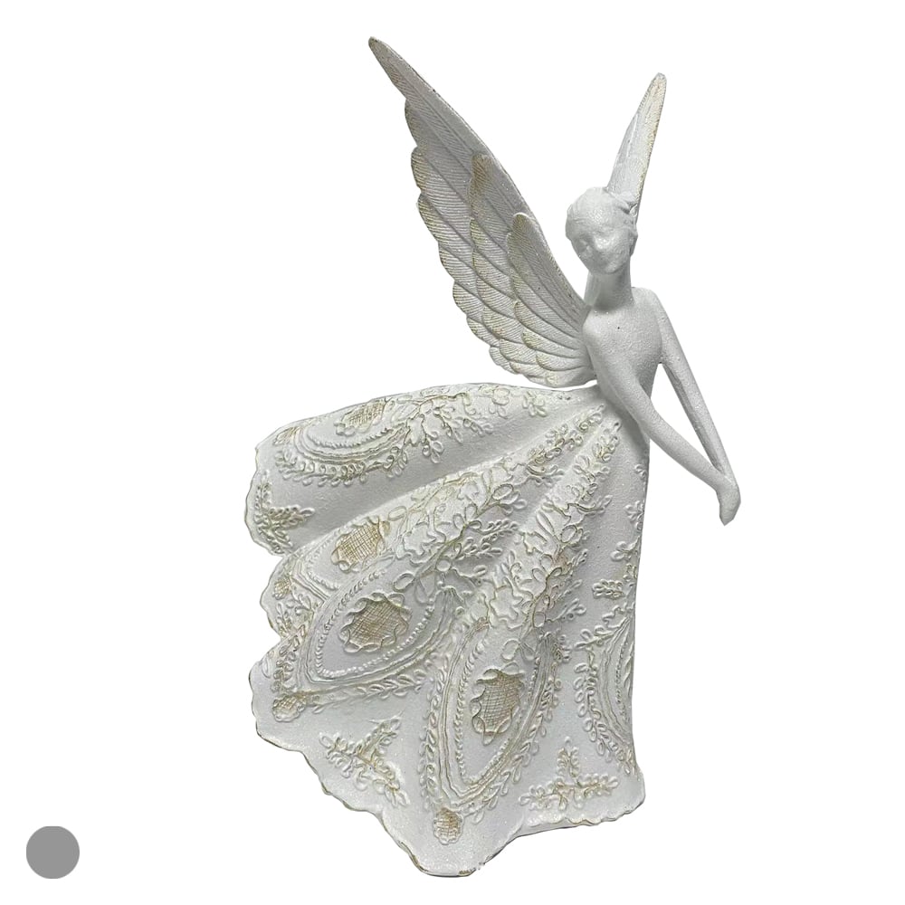RESINA NATAL ANJO (BRANCO DOURADO) 39X23X24,5cm