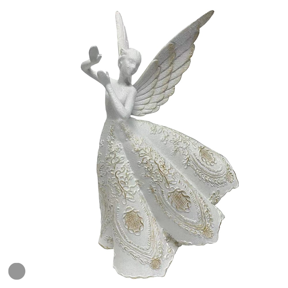 RESINA NATAL ANJO (BRANCO DOURADO) 38,5X22X25cm