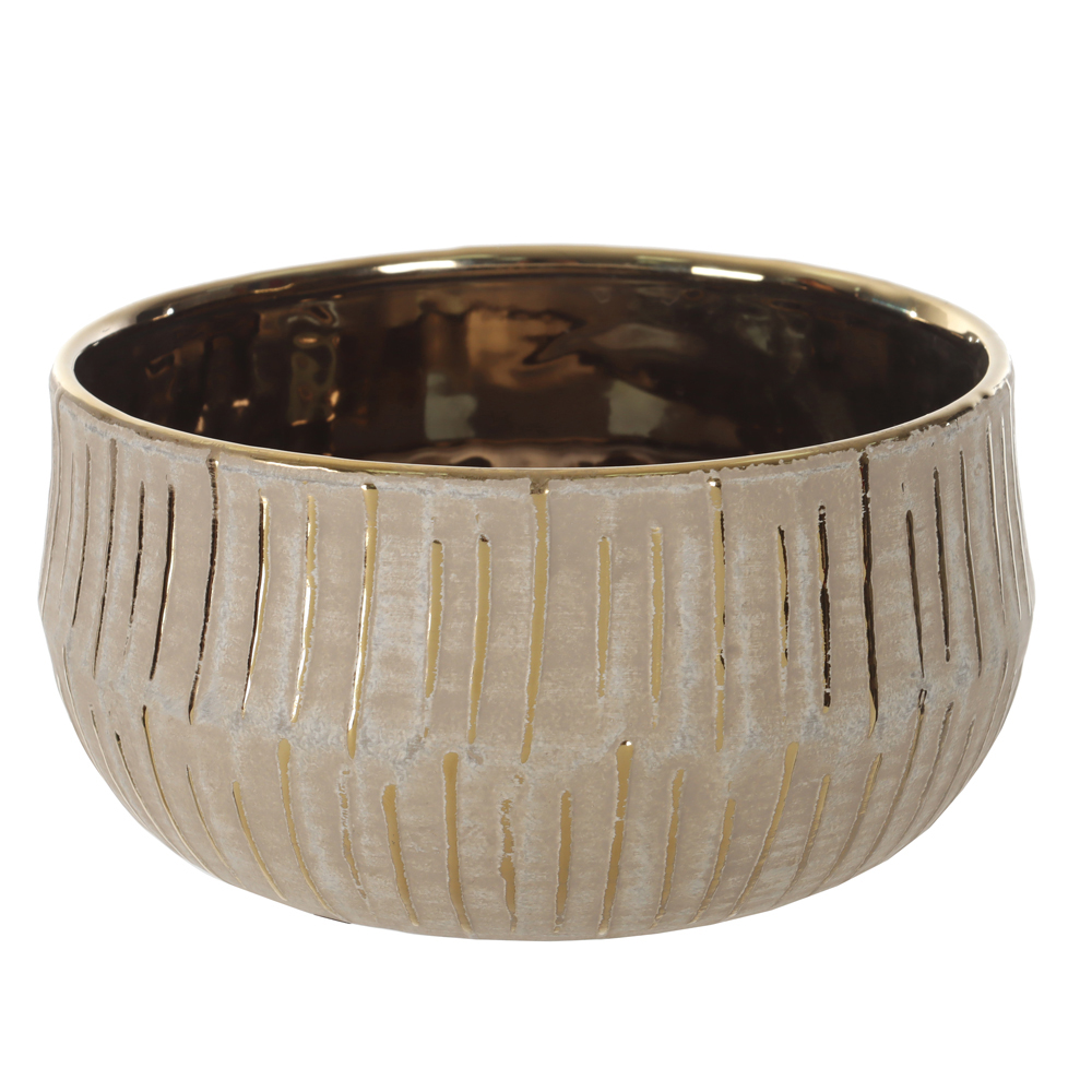 CENTRO DE MESA CERAMICA COM DET (OFF WHITE DOURADO) 11cm 22d