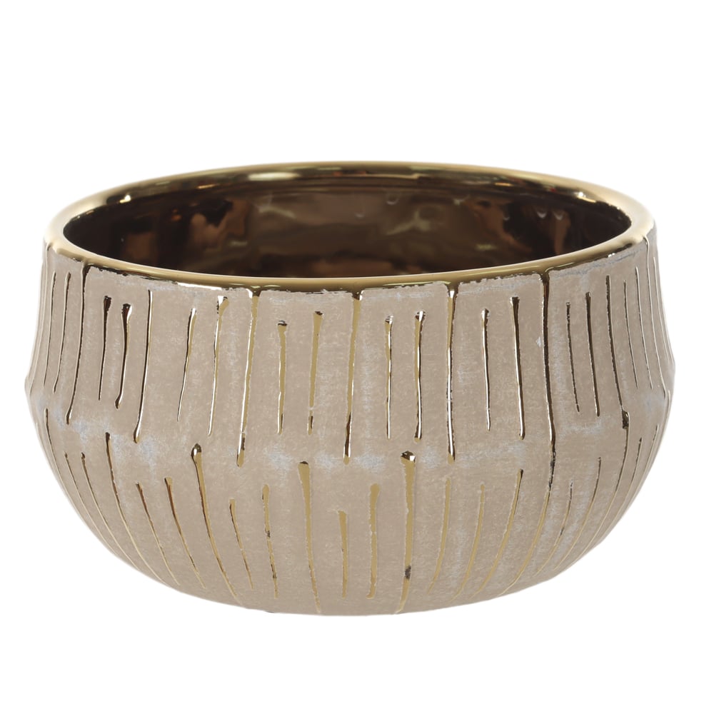 CENTRO DE MESA CERAMICA COM DET (OFF WHITE DOURADO) 9cm 17d