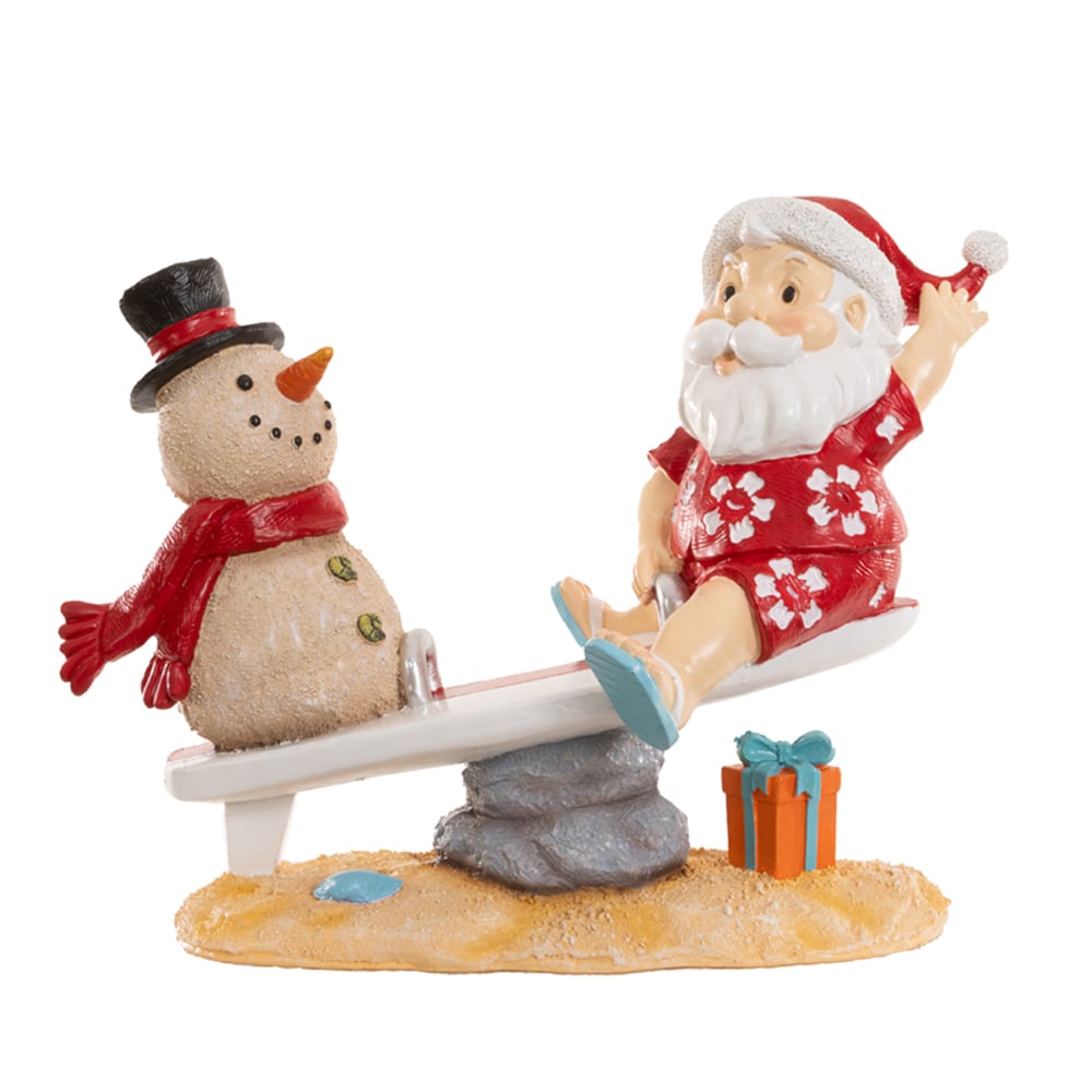 RESINA NATAL NOEL E BONECO DE NEVE (VERMELHO) 19,5X25cm