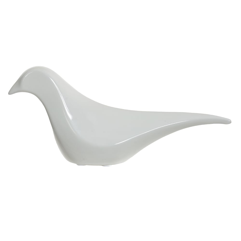 ESCULTURA DECORATIVA CERAMICA PASSARO (BRANCO) 14X30X9cm