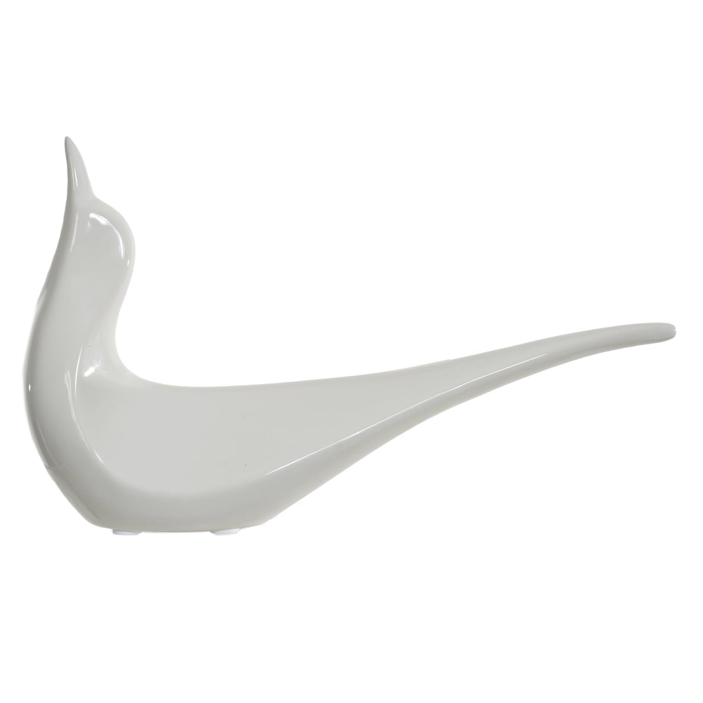 ESCULTURA DECORATIVA CERAMICA PASSARO (BRANCO) 18,5X29X9cm