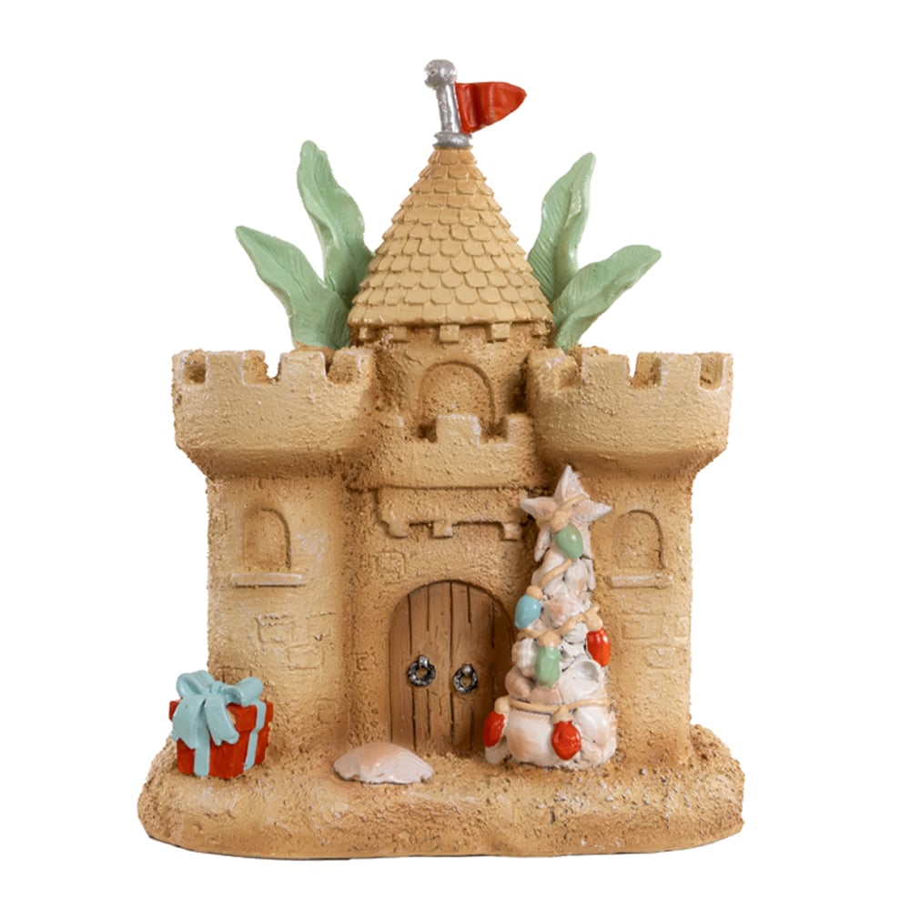 RESINA NATAL CASTELO DE AREIA (BEGE) 20X16cm