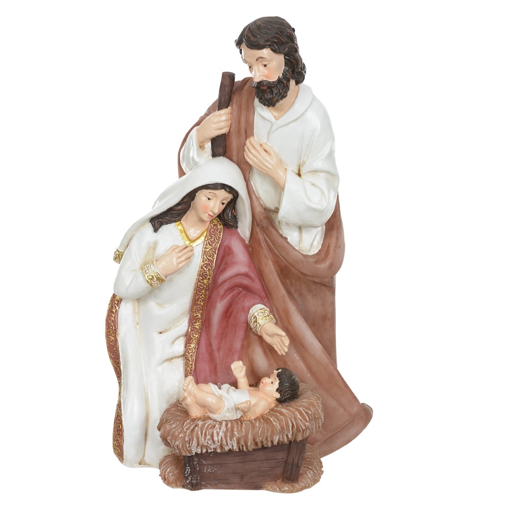 RESINA NATAL SAGRADA FAMILIA (BEGE) 28X17cm