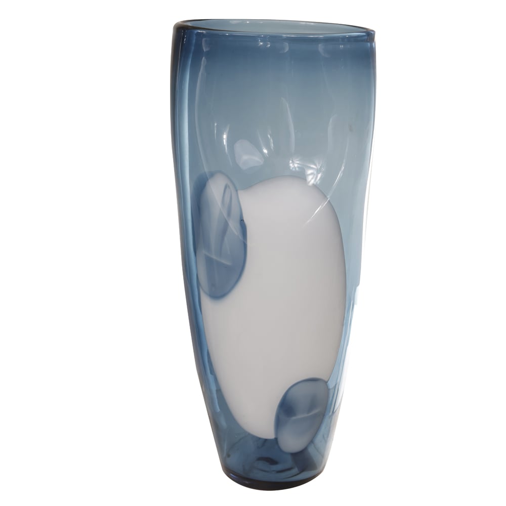 VASO DECOR VIDRO (AZUL BRANCO) 43,5X19X16,5cm