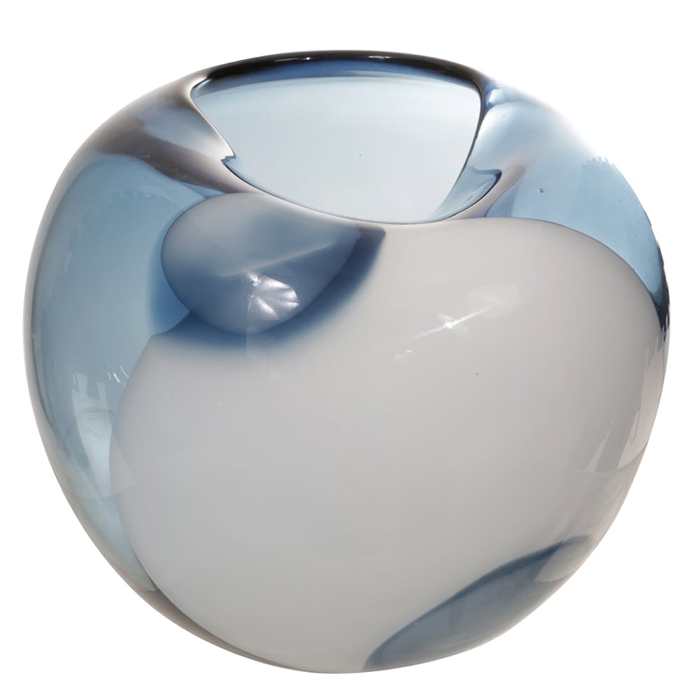 VASO DECOR VIDRO (AZUL BRANCO) 18cm 19d