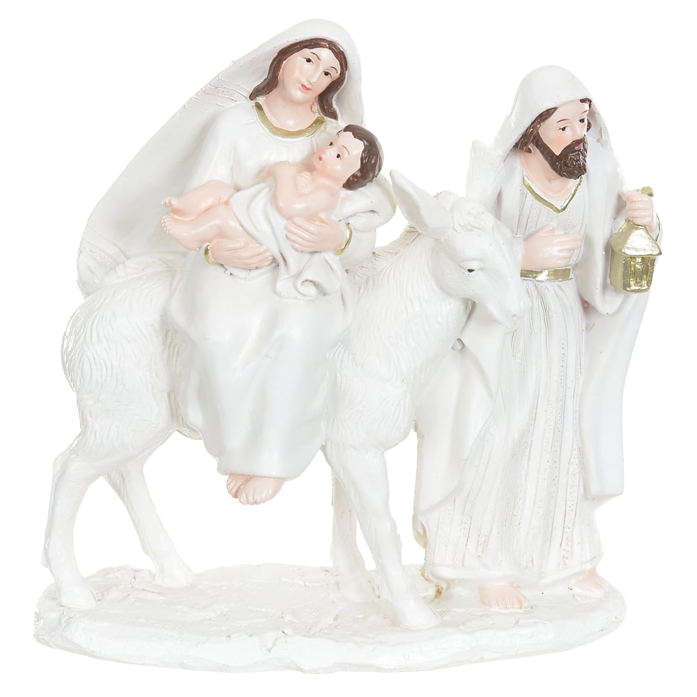 RESINA NATAL SAGRADA FAMILIA (BRANCO DOURADO) 15,5X15,5cm
