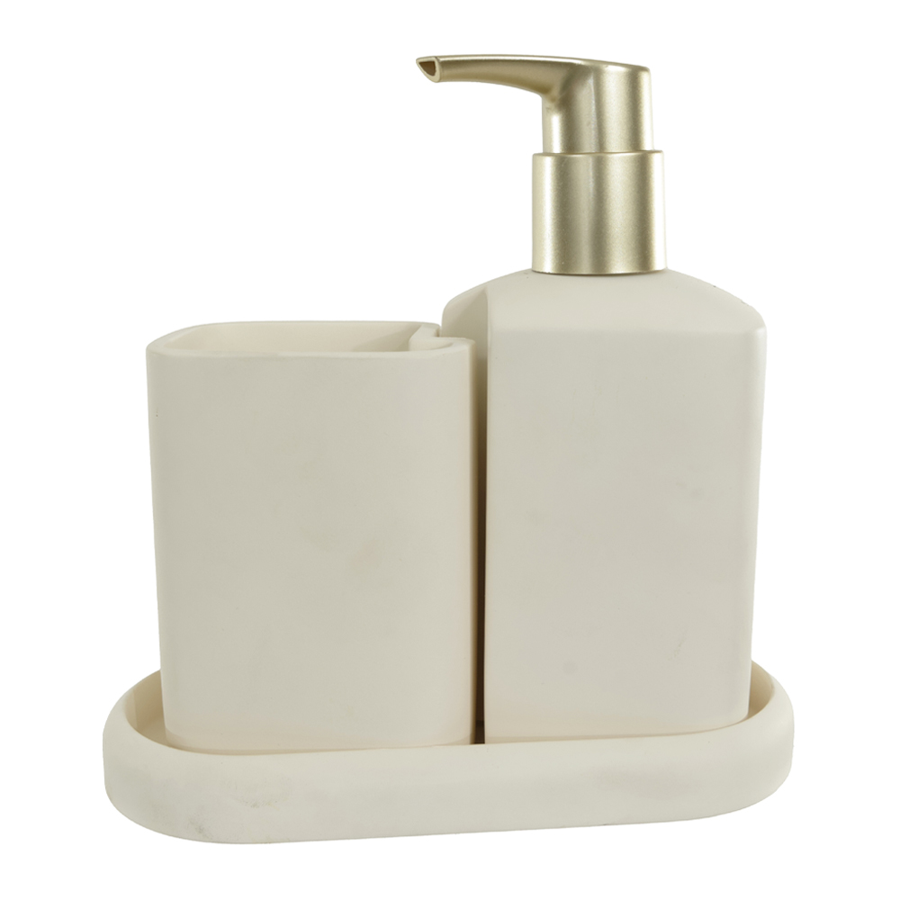 KIT PARA BANHEIRO POLIRESINA 240ml C/3 PECAS (OFF WHITE)