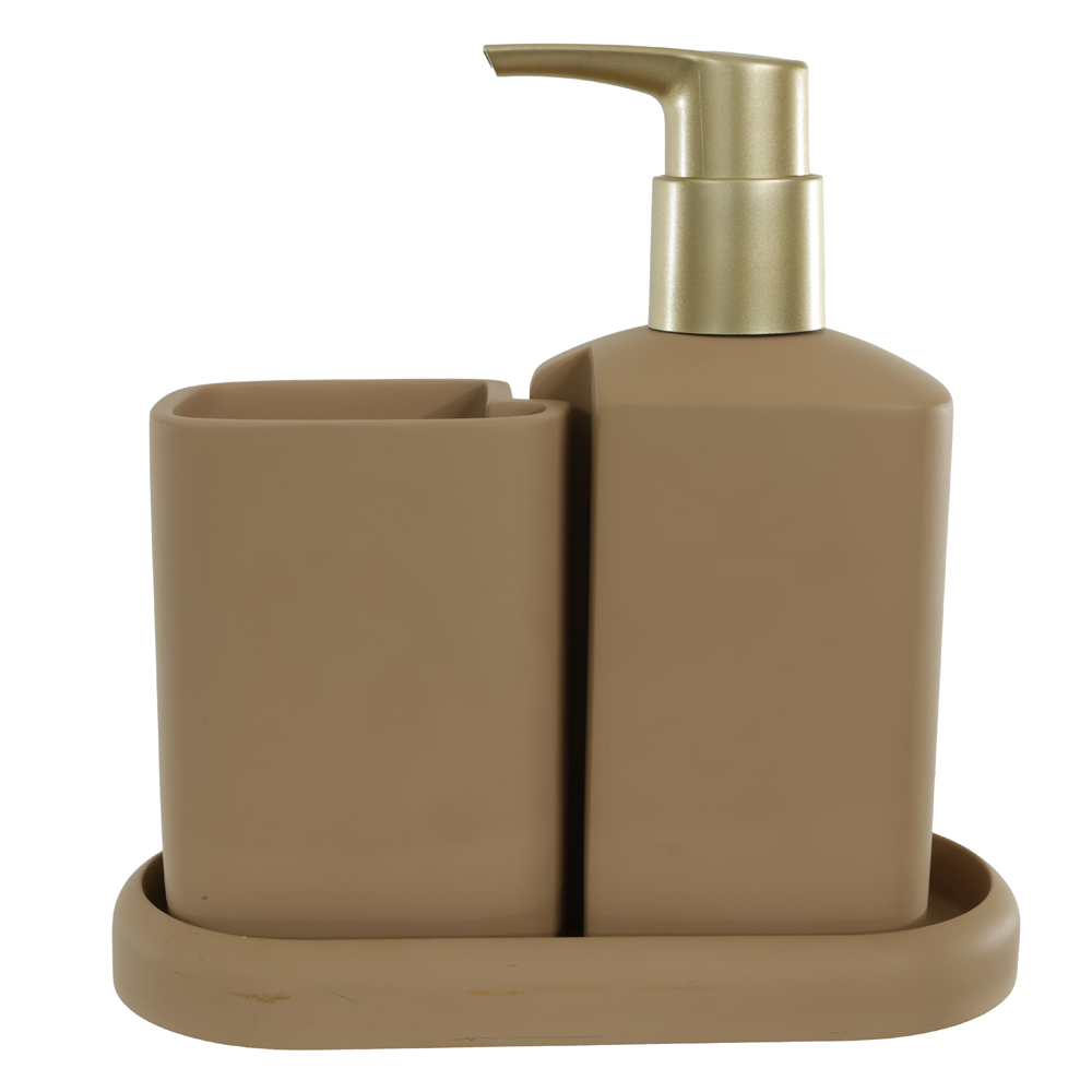 KIT PARA BANHEIRO POLIRESINA 240ml C/3 PECAS (TERRACOTA)