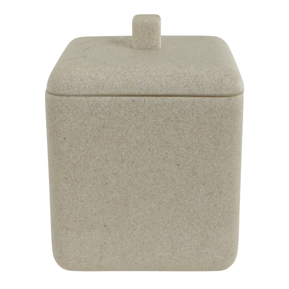 POTE COM TAMPA POLIRESINA 10X9,7X11,2cm STONE (BEGE)
