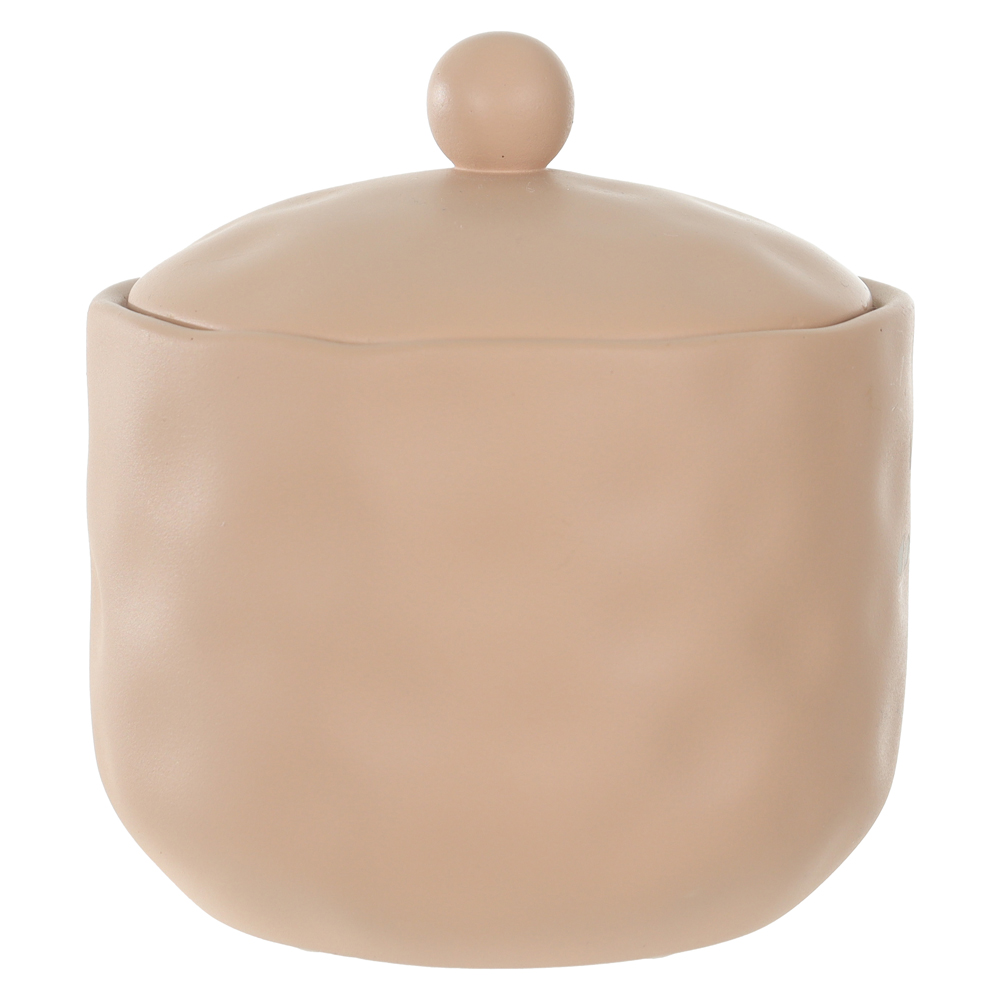 POTE COM TAMPA CIMENTO 9X7X8,3cm ORGANICO (BEGE ESCURO)