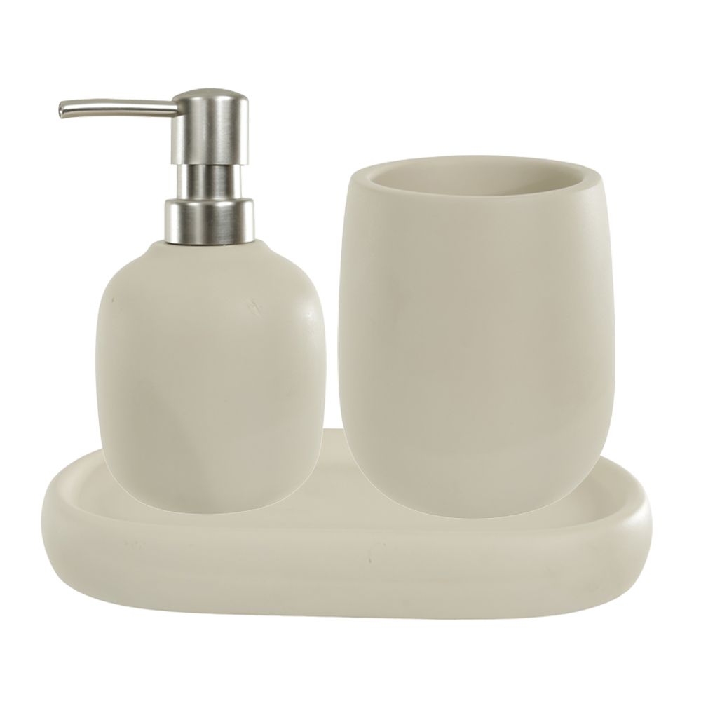 KIT PARA BANHEIRO CIMENTO 190ml C/3 PECAS (BEGE)