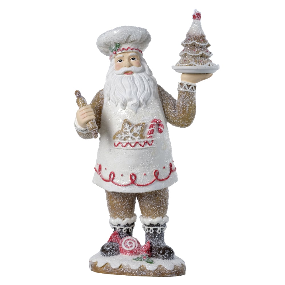 RESINA NATAL PAPAI NOEL GINGERBREAD (VERMELHO BEGE) 33,5X18,5cm