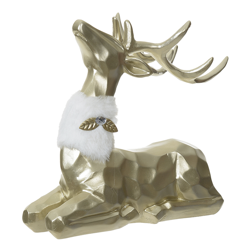 RESINA NATAL RENA SENTADO (DOURADO) 24,5X28cm