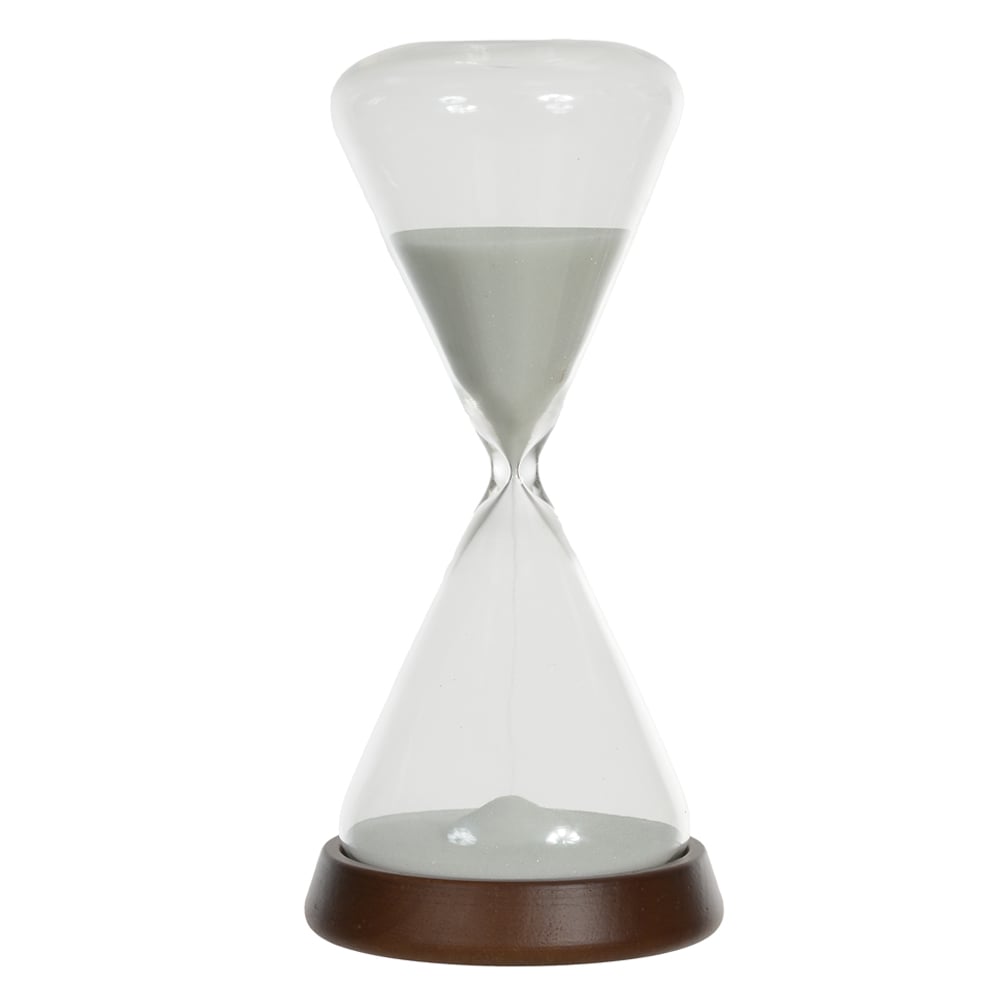 AMPULHETA DECORATIVA VIDRO MADEIRA 30 MINUTOS (BRANCO) 22,5X10X10cm