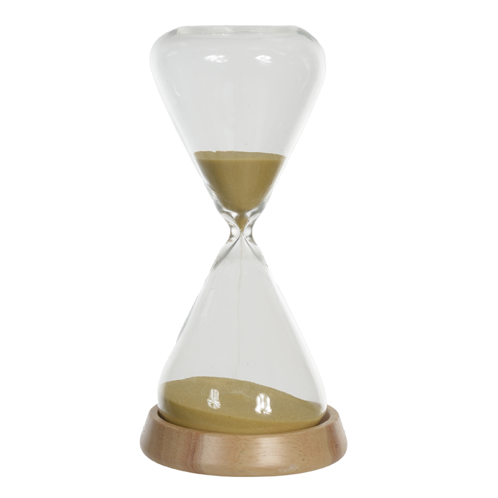 AMPULHETA DECORATIVA VIDRO MADEIRA 30 MINUTOS (OCRE) 22,5X10X10cm
