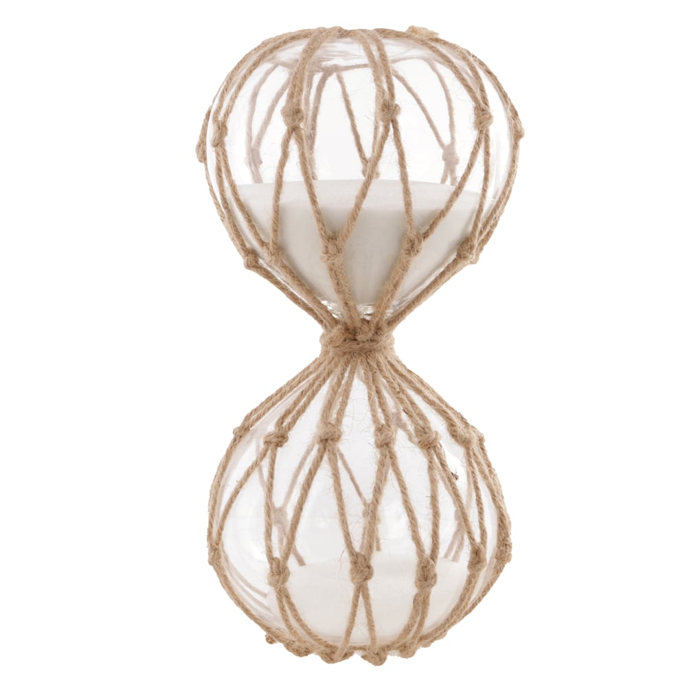 AMPULHETA DECORATIVA VIDRO SISAL 90MINUTOS (BRANCO) 25X13X13cm