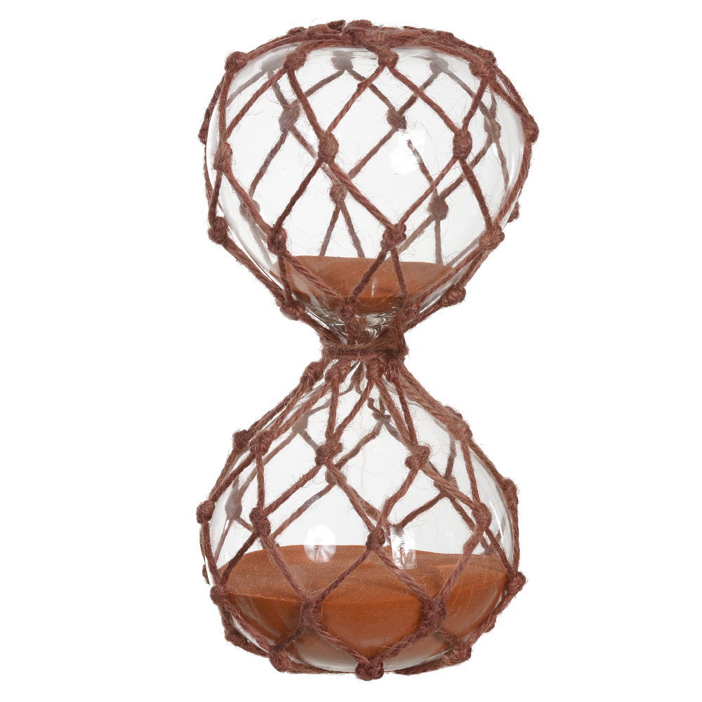 AMPULHETA DECORATIVA VIDRO SISAL 90MINUTOS (TERRACOTA) 25X13X13cm