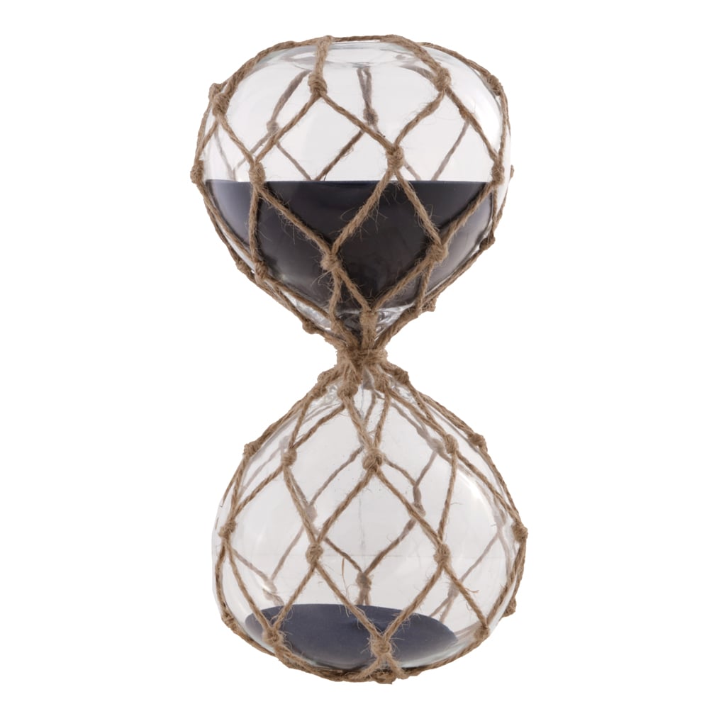 AMPULHETA DECORATIVA VIDRO SISAL 90MINUTOS (AZUL MARINHO) 25X13X13cm