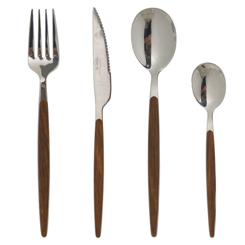 FAQUEIRO ACO INOX 16 PECAS C/CABO TIPO MADEIRA (PRATA)