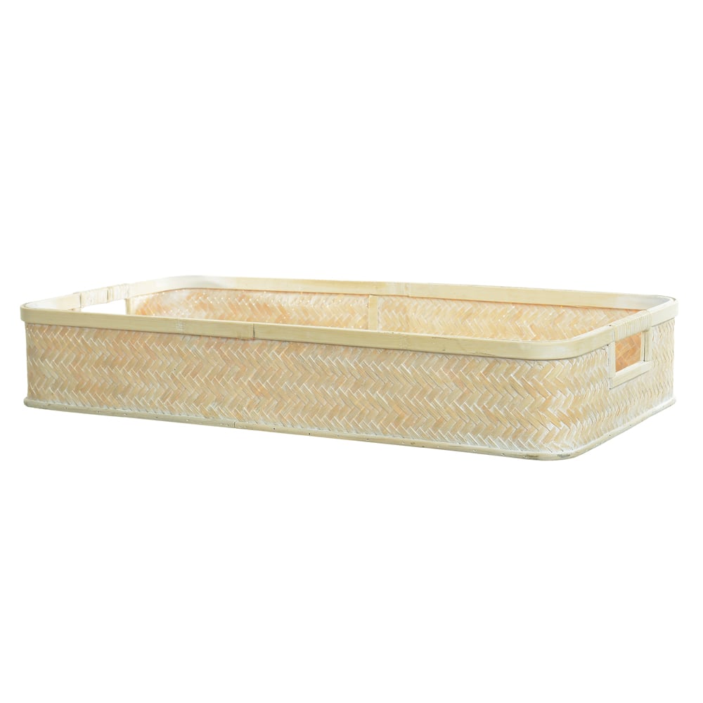 BANDEJA DECORATIVA FIBRA NAT (BEGE) 60,5X30,5X10cm