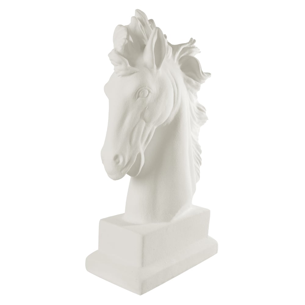 ESCULTURA DECORATIVA CERAMICA CAVALO (BRANCO) 48X28,5X14cm