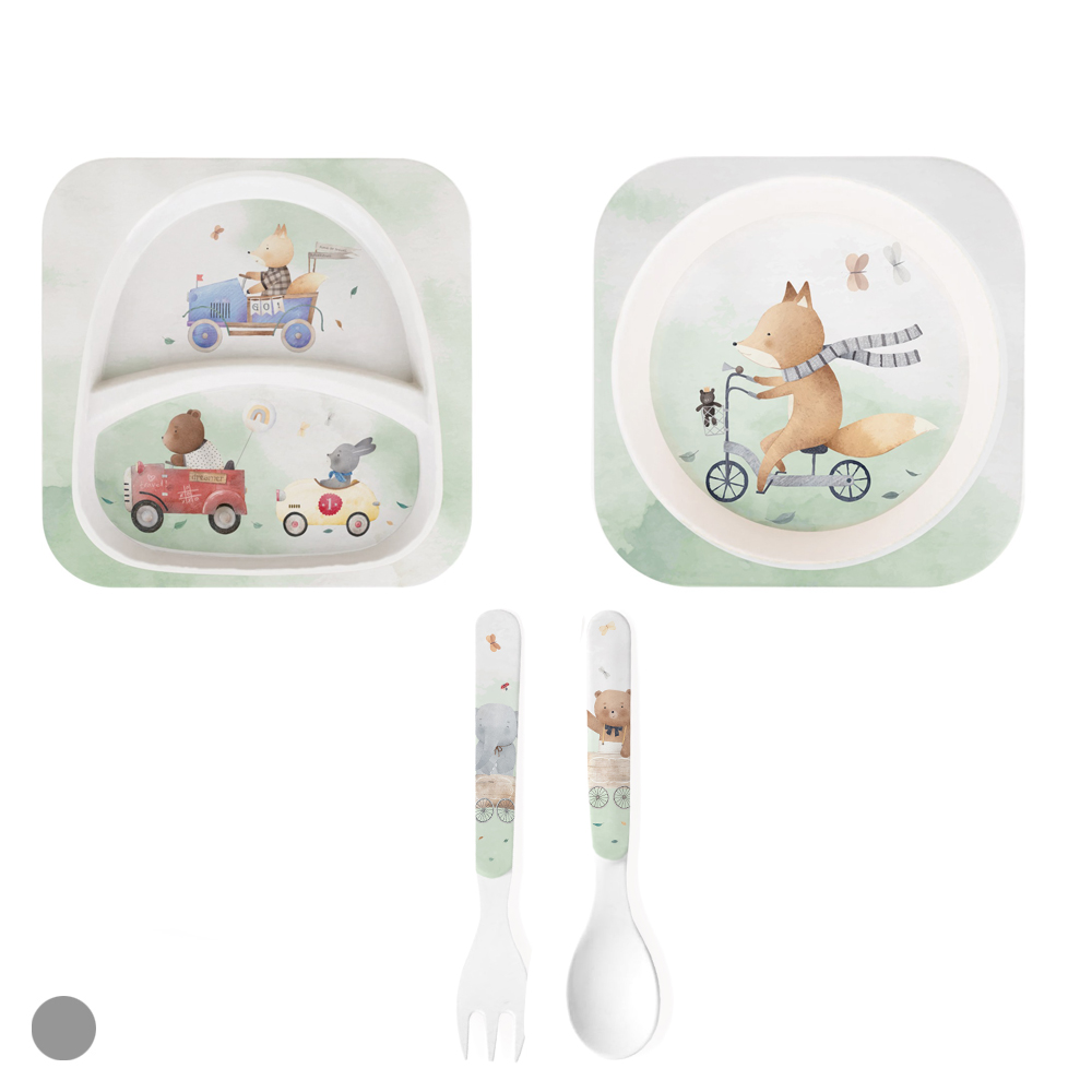 CJ REFEICAO INFANTIL FIB BAMBU C/4PECAS AQUARELA (CARRINHO)