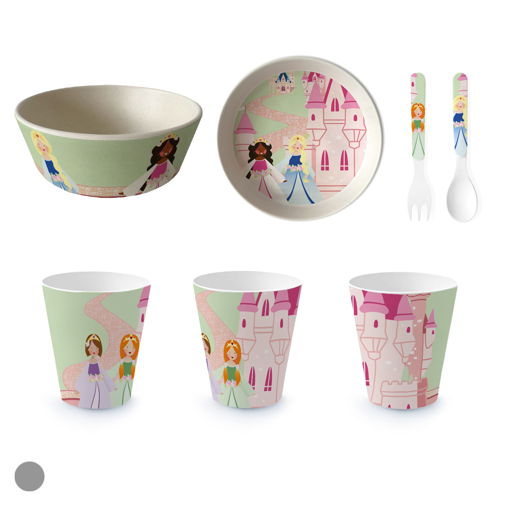 CJ REFEICAO INFANTIL MELAMINA C/5 PECAS FANTASIA (COLORIDO PRINCESA)