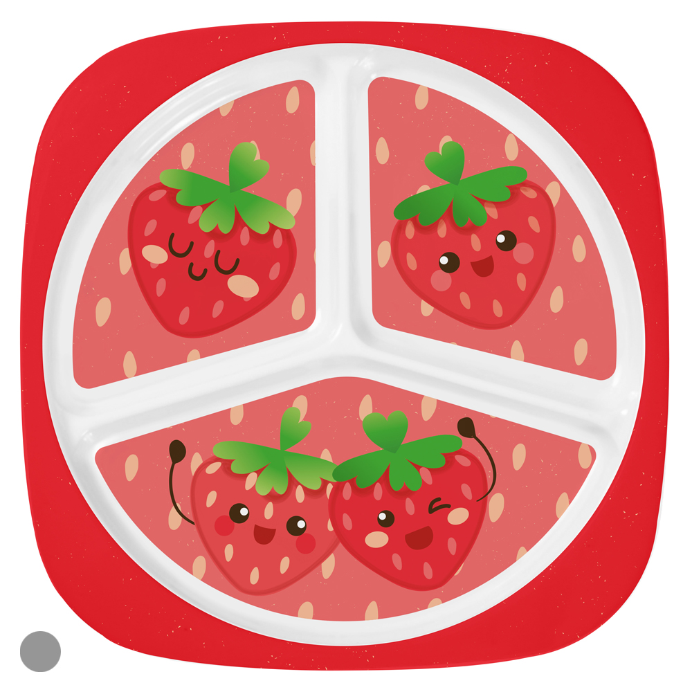 PRATO C/ DIVISORIA MELAMINA 22d INFANTIL FRUTINHAS (COLORIDO MORANGO)