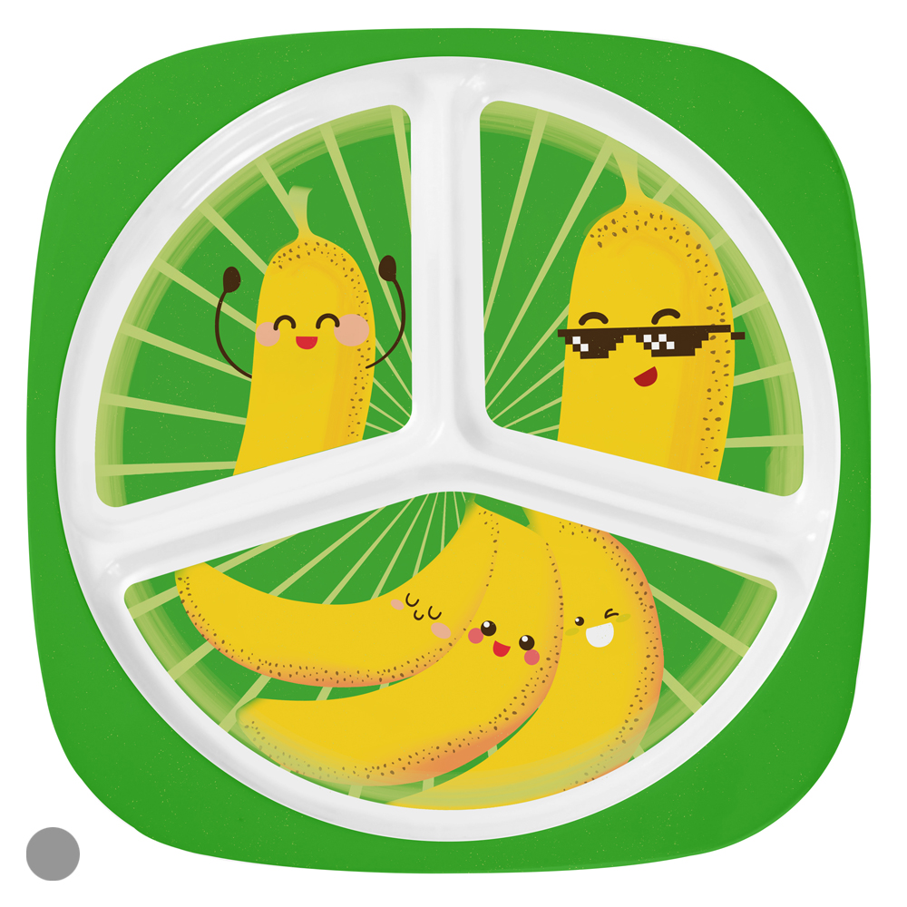 PRATO C/ DIVISORIA MELAMINA 22d INFANTIL FRUTINHAS (COLORIDO BANANA)