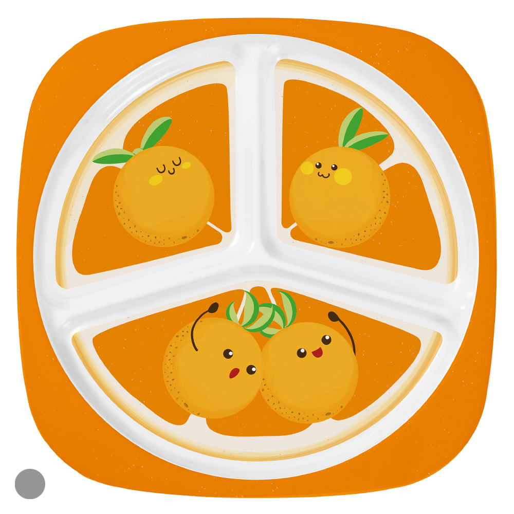 PRATO C/ DIVISORIA MELAMINA 22d INFANTIL FRUTINHAS (COLORIDO LARANJA)